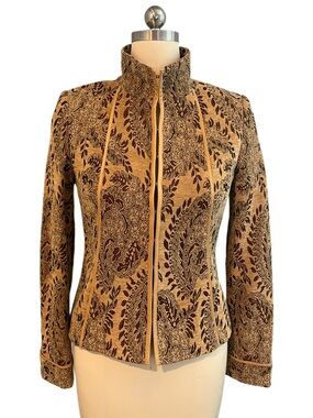 Carlisle Camel & Wine Paisley Chenille Vintage Jacket, Excellent Condition
